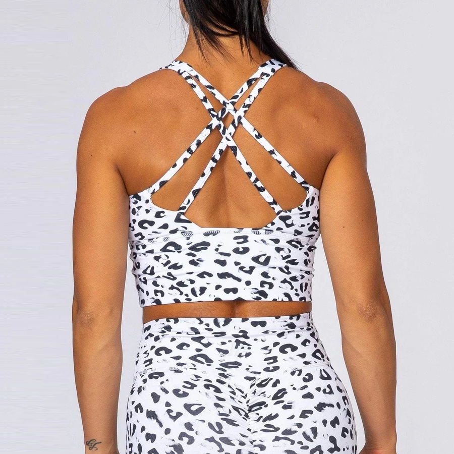 good price and quality sports bra leopard print 